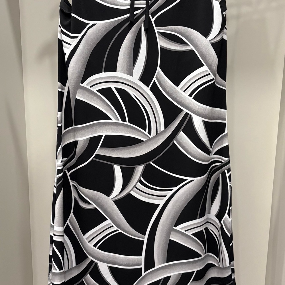 White House Black Market A-Line Midi Skirt Black and White